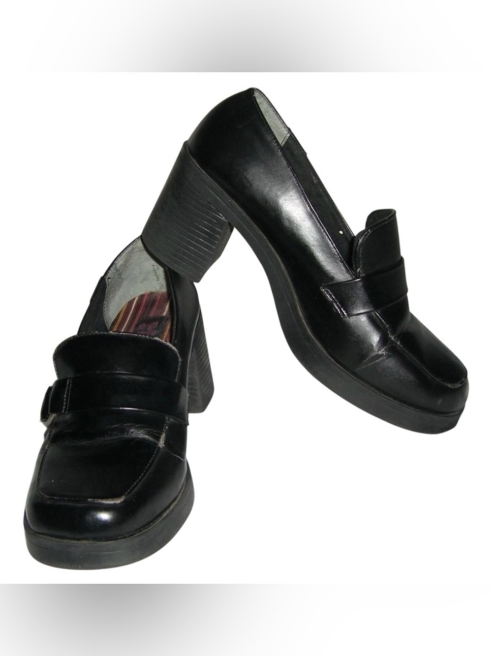 Mudd Loafers Vintage 90's Black Chunky Dark Academia Coquette Kawaii y2k Bratz 8 - Picture 8 of 16